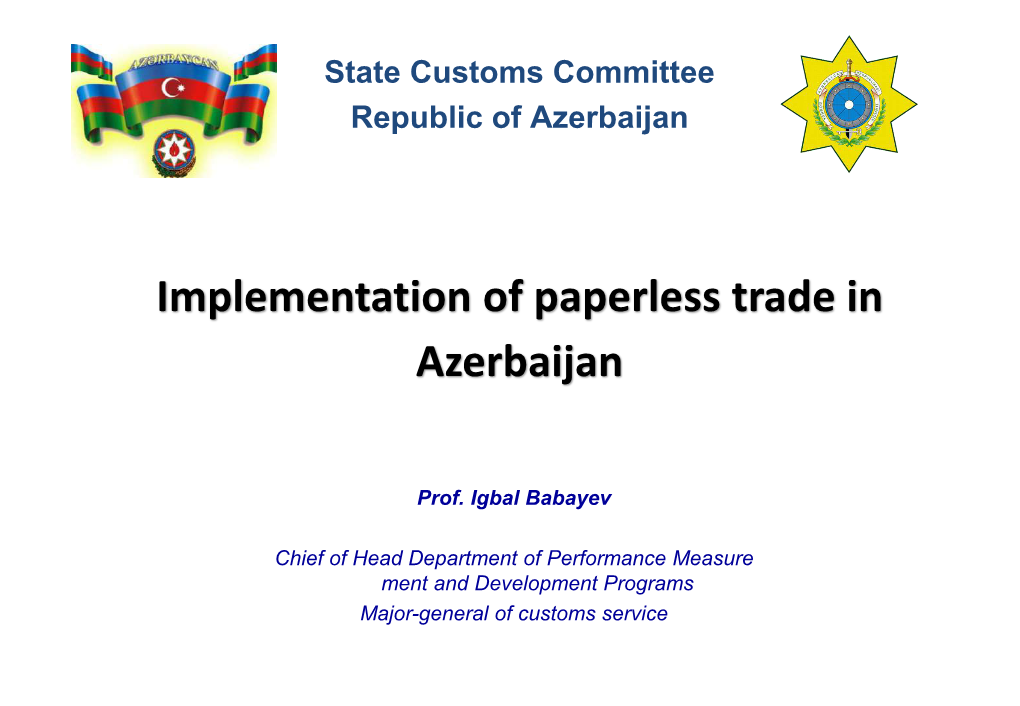 Implementation of Paperless Trade in Azerbaijan