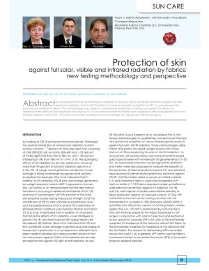 Protection of Skin Against Full Solar, Visible and Infrared Radiation by Fabrics: New Testing Methodology and Perspective