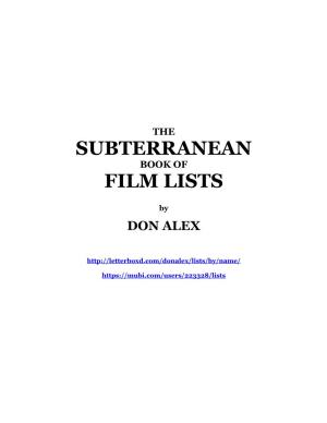 Subterranean Film Lists