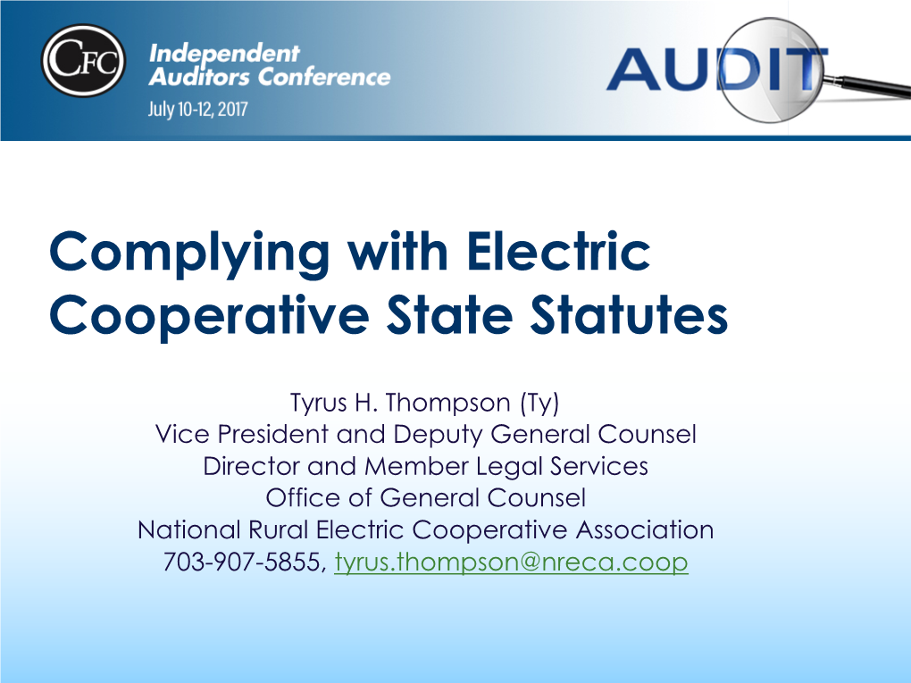 Complying with Electric Cooperative State Statutes