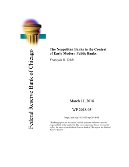 The Neapolitan Banks in the Context of Early Modern Public Banks;