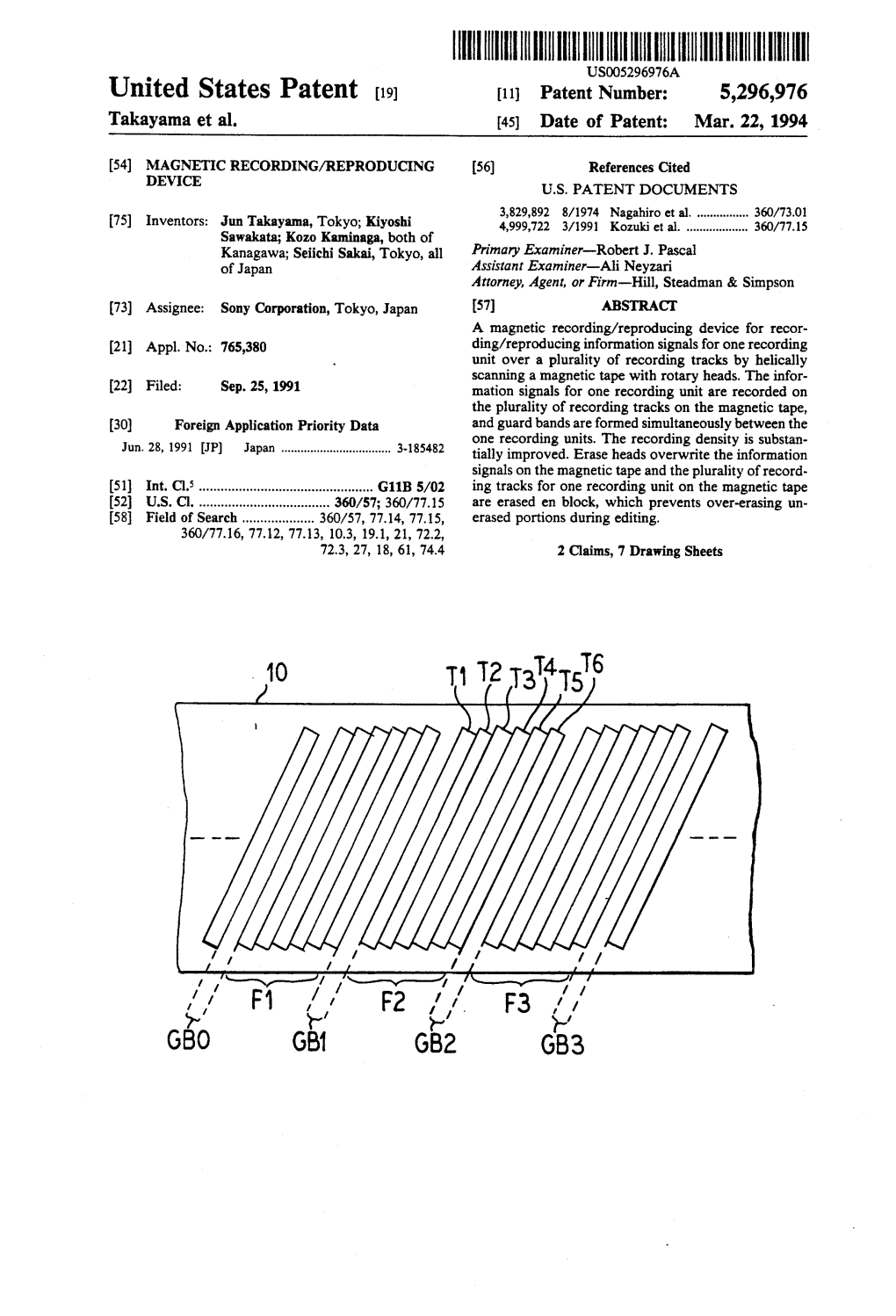 Illllllllllllllllillllllllllllllllllllllllihiillilllllllllllllllllllllllll USOO5296976A United States Patent [191 [11] Patent Number: 5,296,976 Takayama Et Al