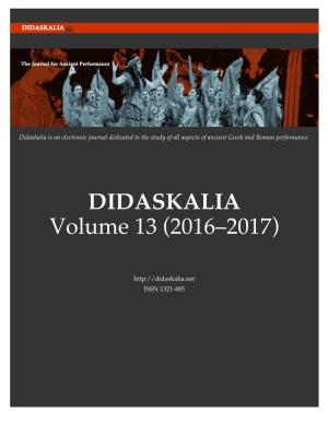 Didaskalia Volume 13 Entire
