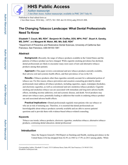 The Changing Tobacco Landscape: What Dental Professionals Need to Know