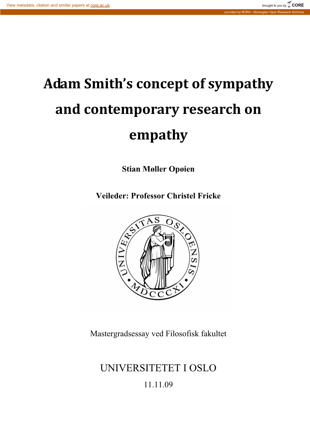 Adam Smith's Concept of Sympathy and Contemporary Research