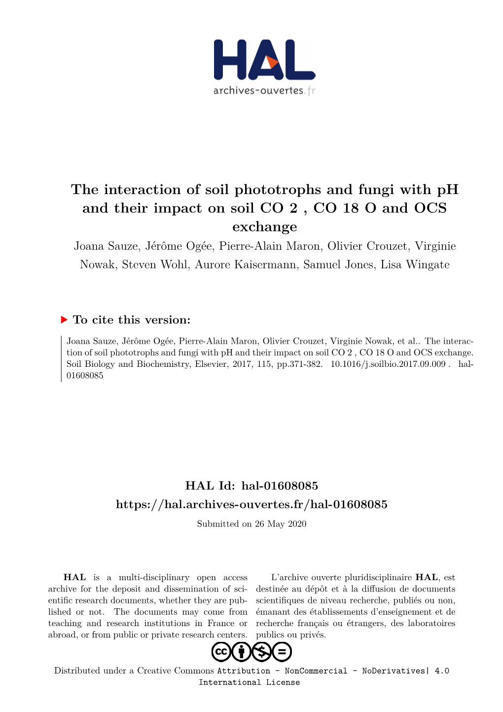 The Interaction of Soil Phototrophs and Fungi with Ph and Their Impact On