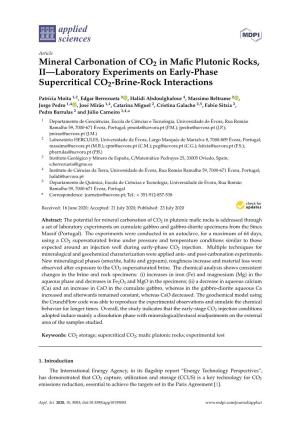 Mineral Carbonation of CO2 in Mafic Plutonic Rocks, II—Laboratory