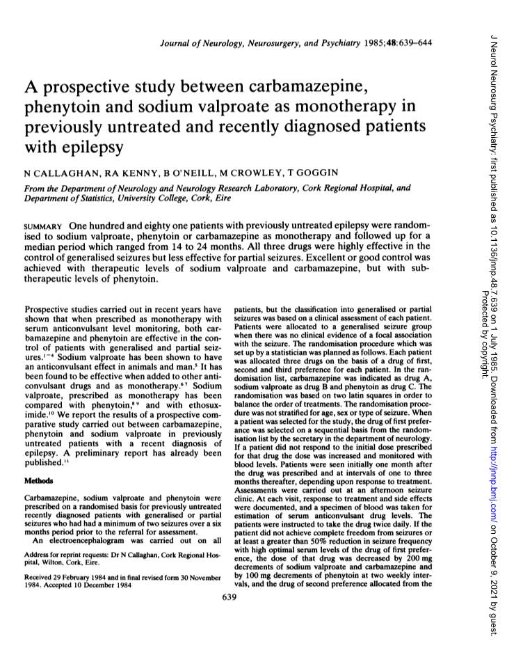 A Prospective Study Between Carbamazepine, Phenytoin and Sodium Valproate As Monotherapy in Previously Untreatedand Recently