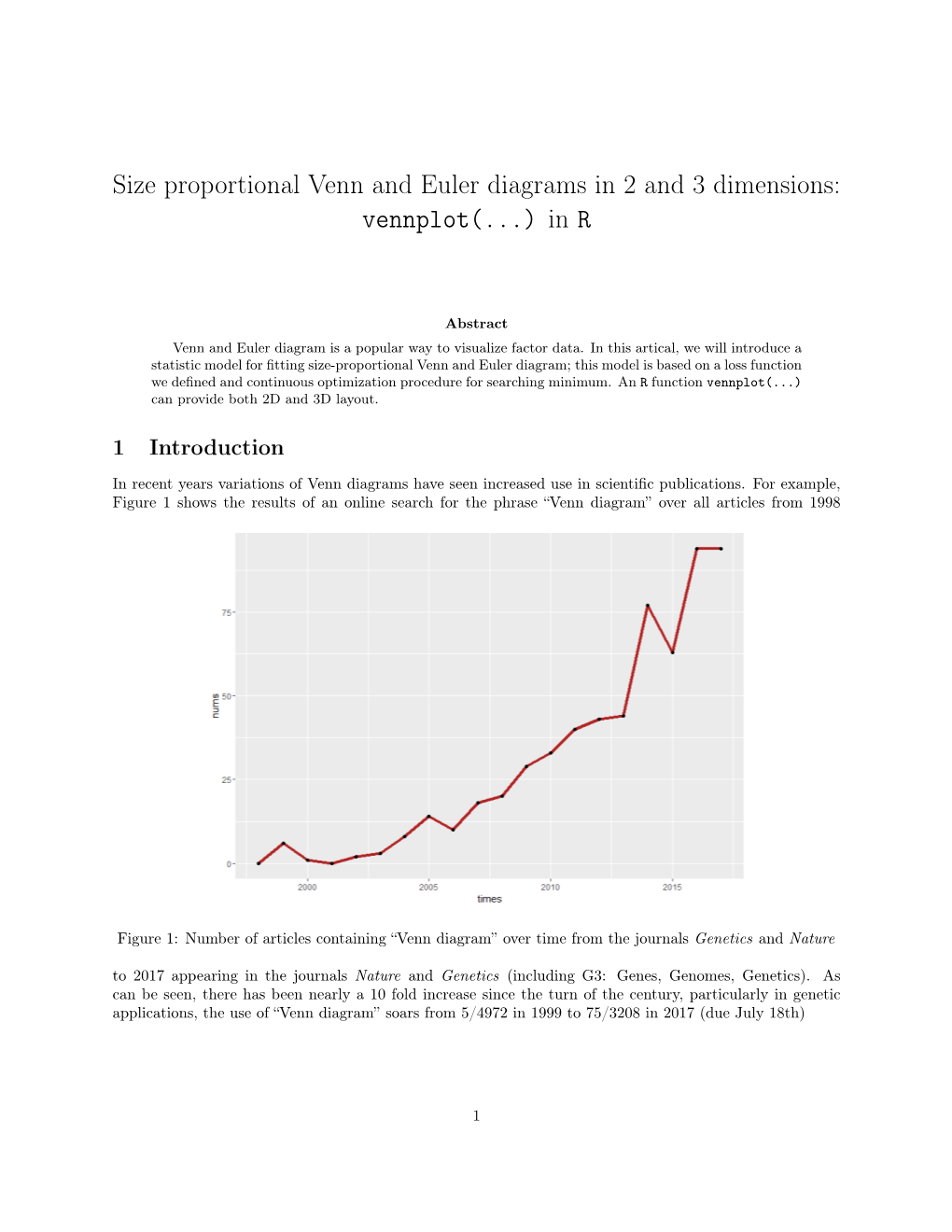 Size Proportional Venn and Euler Diagrams in 2 and 3 Dimensions: Vennplot(...) in R