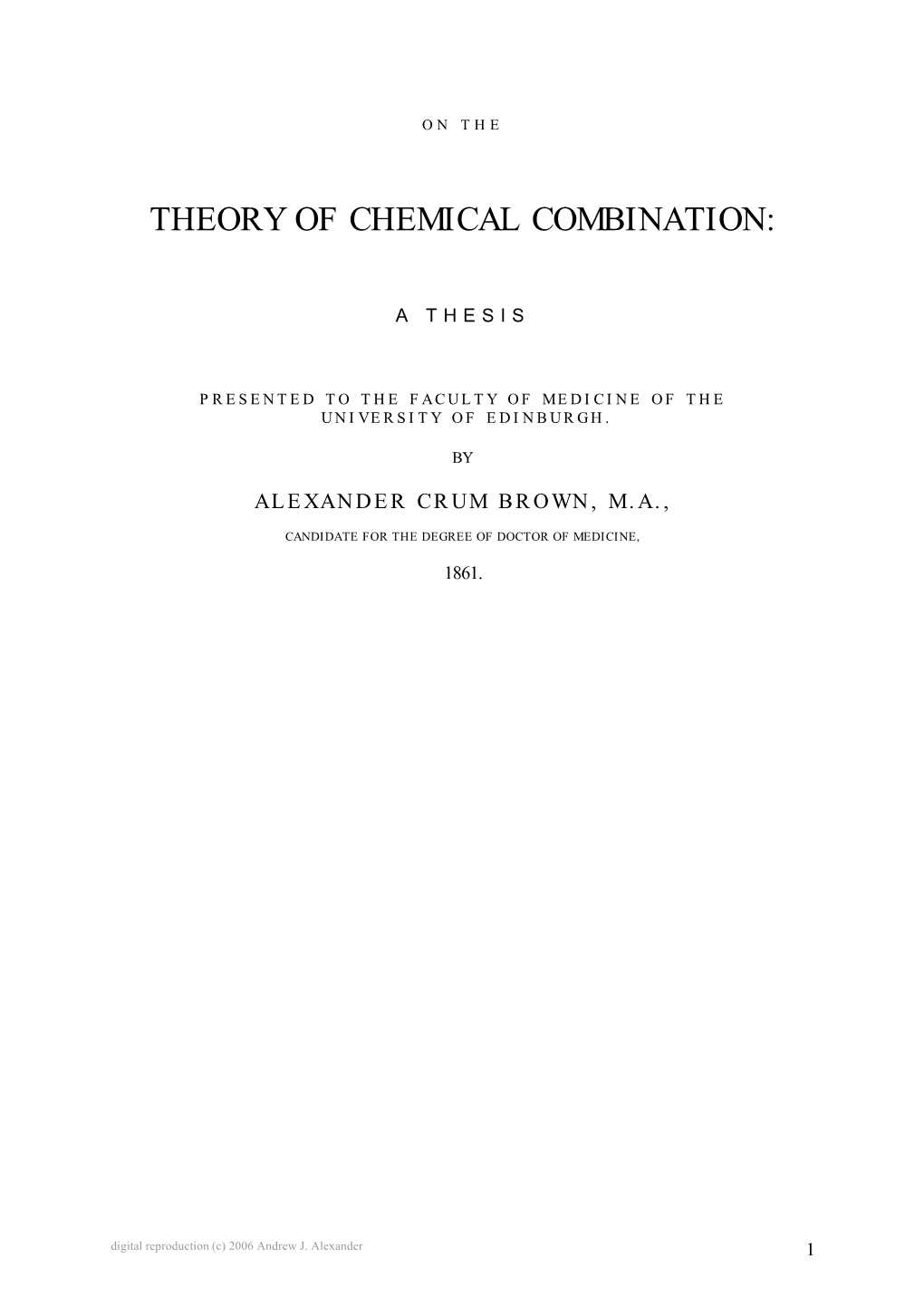 Theory of Chemical Combination