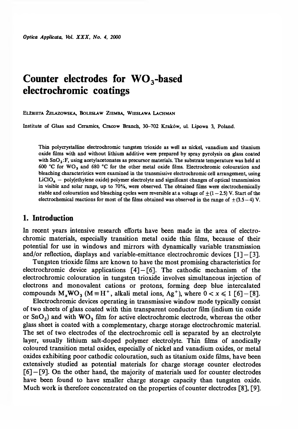 Counter Electrodes for W 03-Based Electrochromic Coatings 665 by Applying D.C