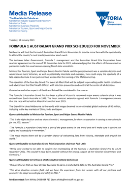 Formula 1 Australian Grand Prix Scheduled for November.Pdf Pdf