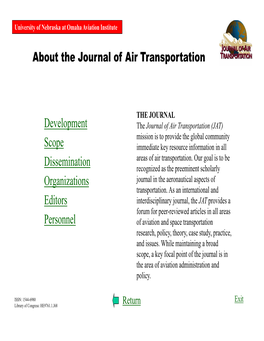 About the Journal of Air Transportation Development Scope