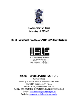 Brief Industrial Profile of AHMEDABAD District