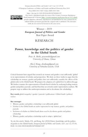 Power, Knowledge and the Politics of Gender in the Global South Peace A