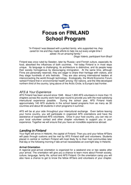 Focus on FINLAND School Program