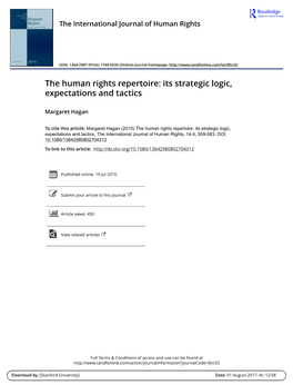 The Human Rights Repertoire: Its Strategic Logic, Expectations and Tactics