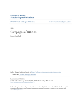 Campaigns of 1812-14 Ernest Cruikshank