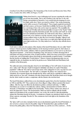 Jonathan Cook, Blood and Religion. the Unmasking of the Jewish and Democratic State, Pluto Press, London-Ann Arbor 2006, 222 Pages, € 22,50
