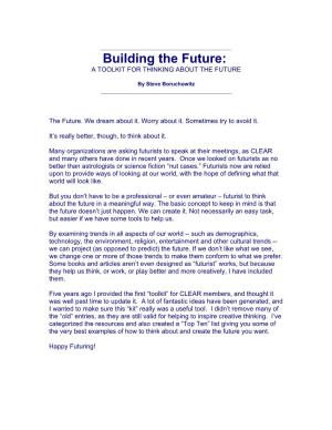 Building the Future: a TOOLKIT for THINKING ABOUT the FUTURE