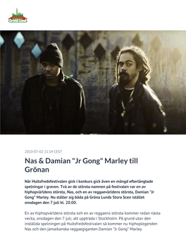 Nas & Damian "Jr Gong" Marley Till Grönan
