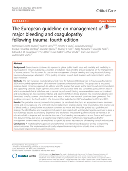 The European Guideline on Management Of