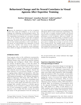 Behavioral Change and Its Neural Correlates in Visual Agnosia After Expertise Training