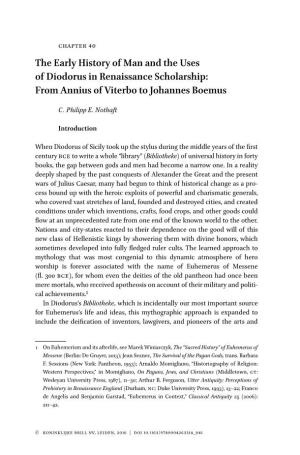 The Early History of Man and the Uses of Diodorus in Renaissance Scholarship: from Annius of Viterbo to Johannes Boemus