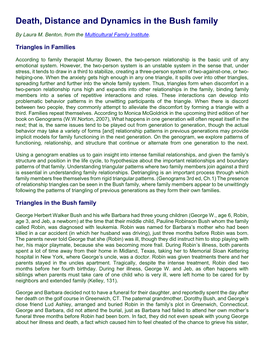 Death, Distance and Dynamics in the Bush Family