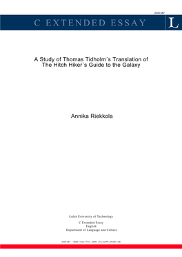 A Study of Thomas Tidholm's Translation of the Hitch Hiker's