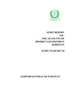 Audit Report on the Accounts of District Government Kohistan