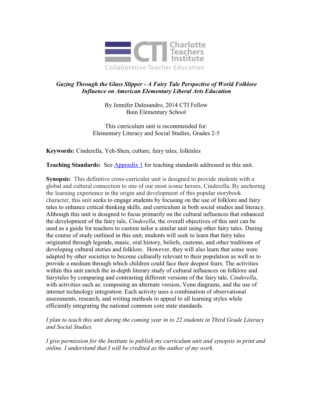 Gazing Through the Glass Slipper - a Fairy Tale Perspective of World Folklore Influence on American Elementary Liberal Arts Education