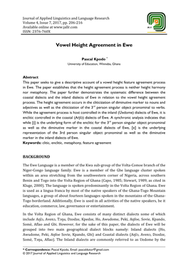 Vowel Height Agreement in Ewe