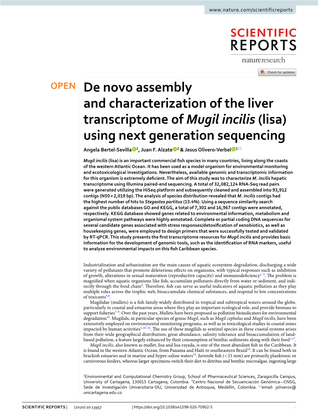 (Lisa) Using Next Generation Sequencing Angela Bertel‑Sevilla 1, Juan F