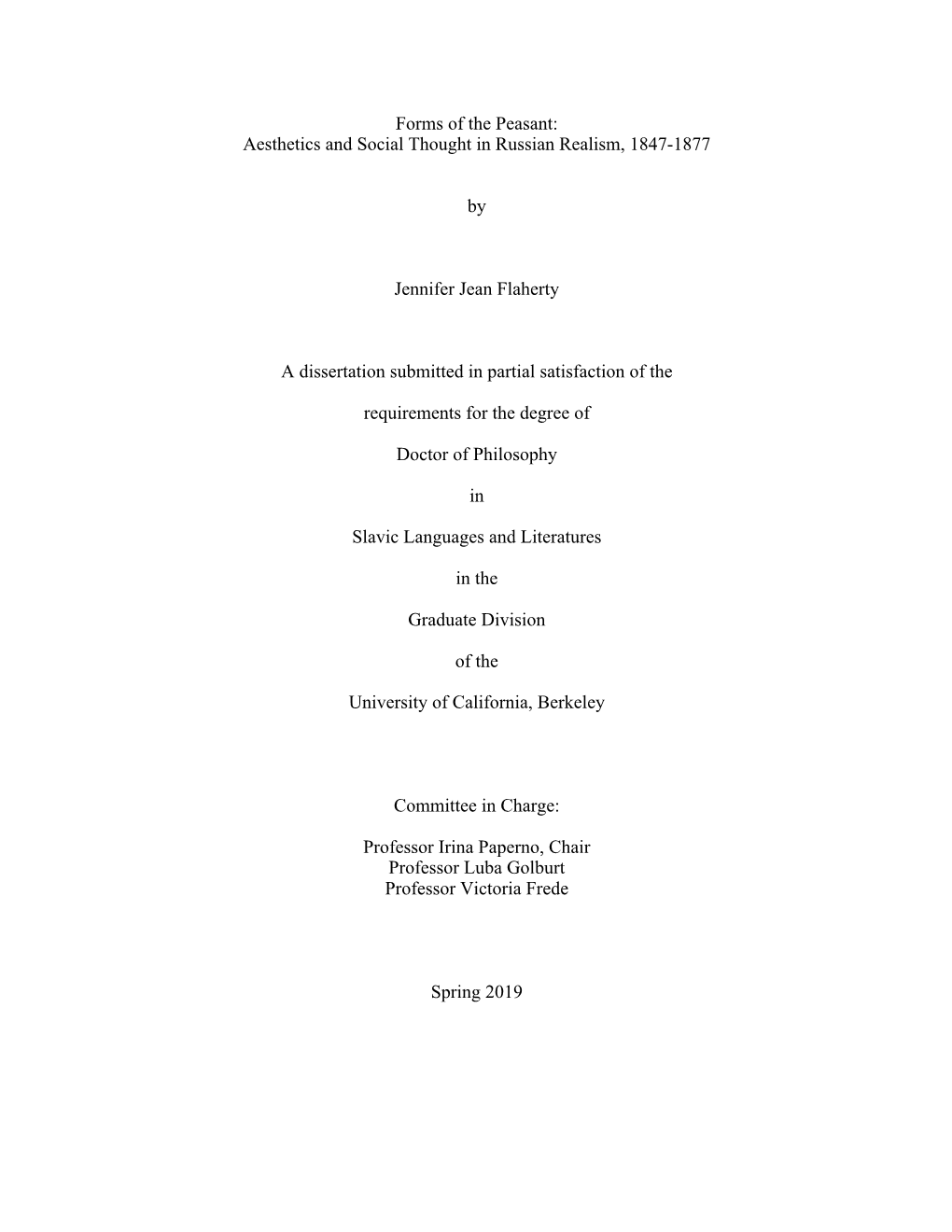 Forms of the Peasant: Aesthetics and Social Thought in Russian Realism, 1847-1877