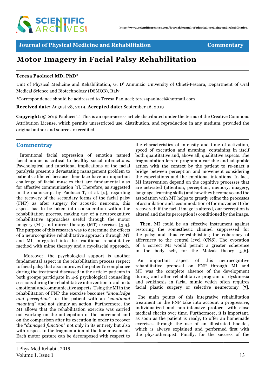 Motor Imagery in Facial Palsy Rehabilitation