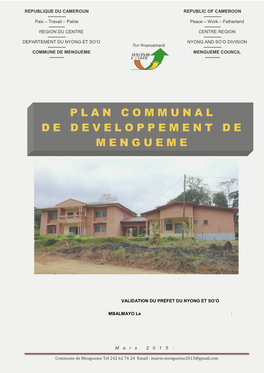 Plan Communal De Developpement De Mengueme