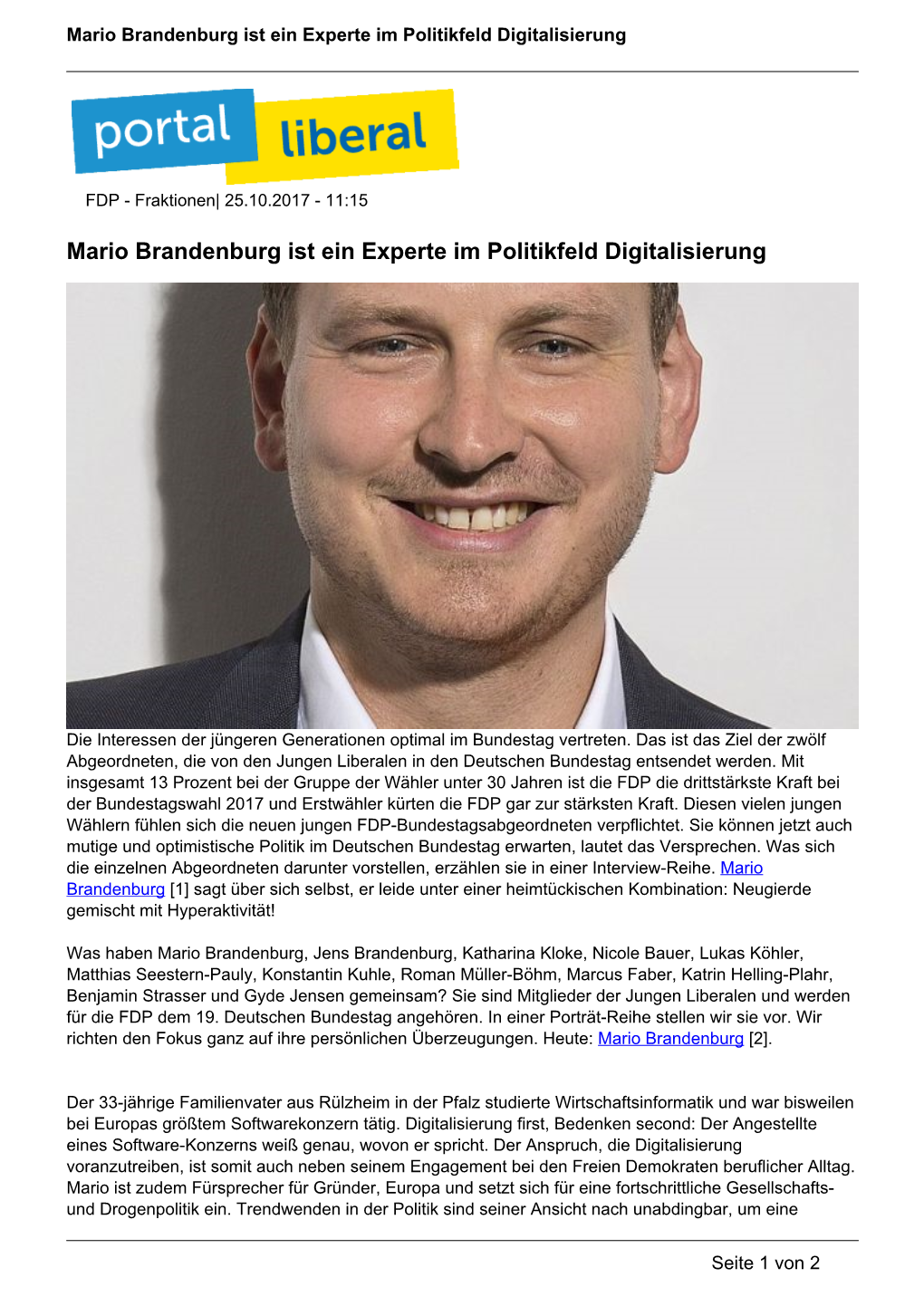 Mario Brandenburg Ist Ein Experte Im Politikfeld Digitalisierung