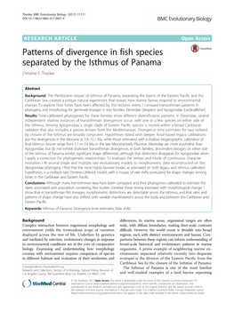 Patterns of Divergence in Fish Species Separated by the Isthmus of Panama Christine E
