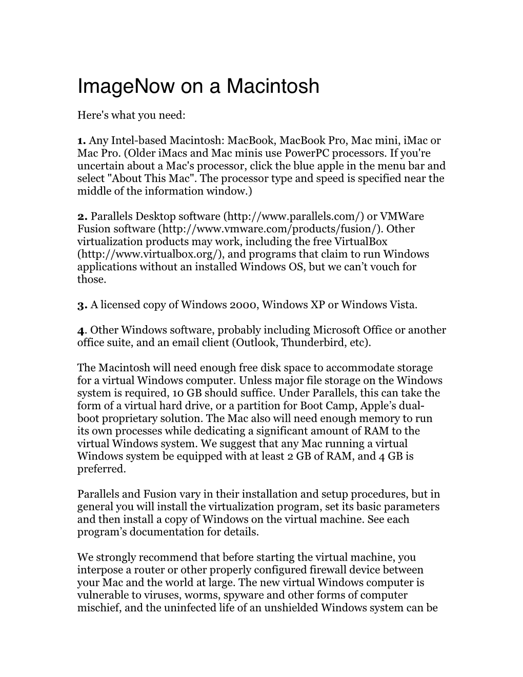 Imagenow on a Macintosh