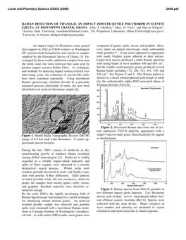 RAMAN DETECTION of TITANIA-II, an IMPACT INDUCED RUTILE POLYMORPH in SUEVITE EJECTA at BOSUMPTWI CRATER, GHANA John