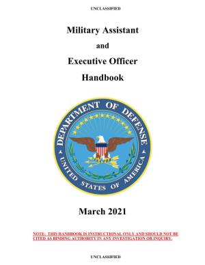 Military Assistant Executive Officer Handbook March 2021