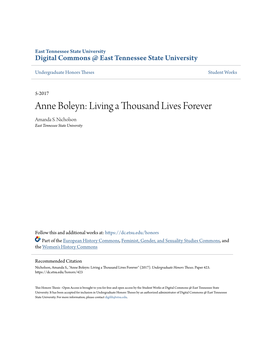 Anne Boleyn: Living a Thousand Lives Forever Amanda S