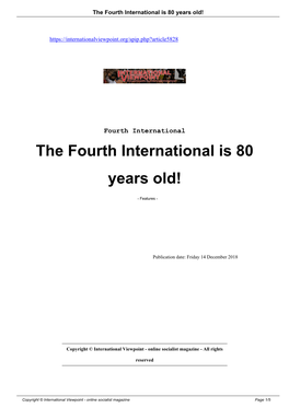 The Fourth International Is 80 Years Old!