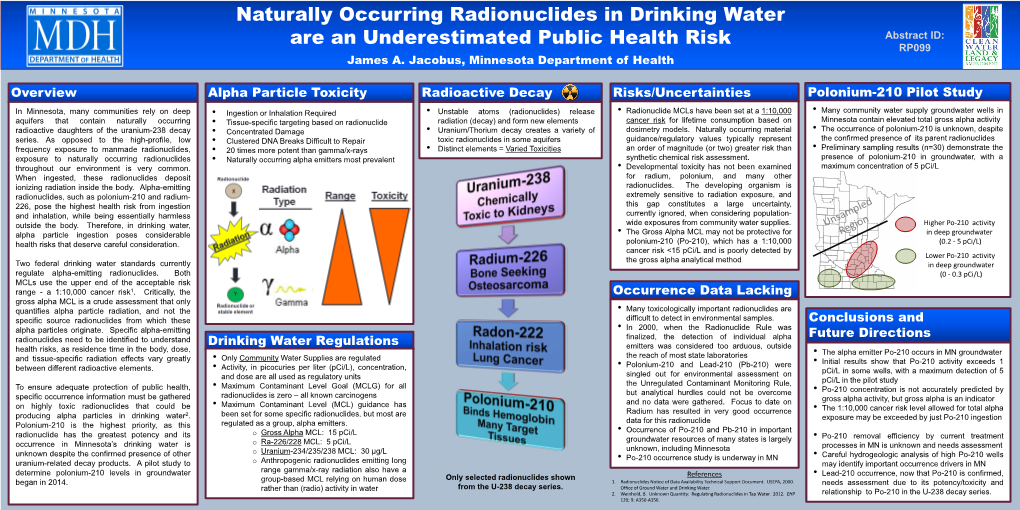 Naturally Occurring Radionuclides in Drinking Water...Poster