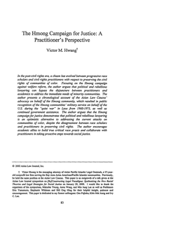 The Hmong Campaign for Justice: a Practitioner's Perspective
