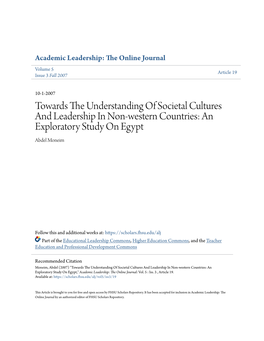 Towards the Understanding of Societal Cultures and Leadership