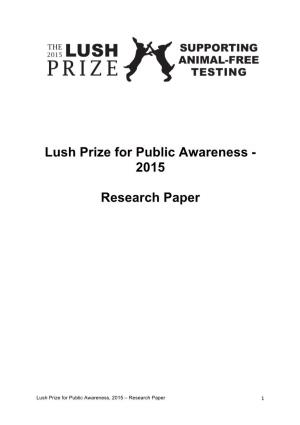 Lush Prize for Public Awareness - 2015