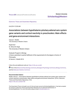 Associations Between Hypothalamic-Pituitary-Adrenal Axis System Gene Variants and Cortisol Reactivity in Preschoolers: Main Effects and Gene-Environment Interactions