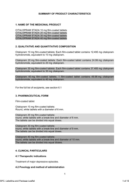 1 Summary of Product Characteristics 1. Name Of